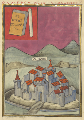 Frontpiece showing town of Olinone